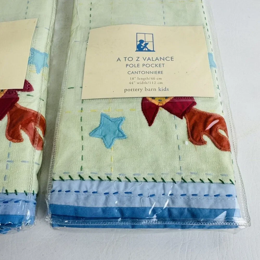 Pottery Barn Kids A to Z Valance Rod Pocket‎ 18x44 Car Frog Nursery Set of 2 New